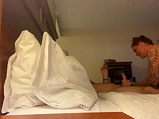 wife deepthroats monster cock in hotel room suggestively