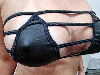 Sexy slut wife shows big clit and pussy lips in lingerie album!