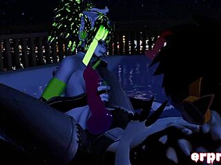 vrchat blowjob action in a steamy hot tub