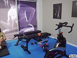 Sensual gym session with a horny Latina trainer
