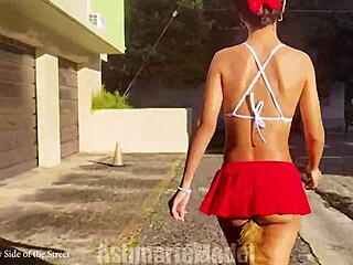 Wow! Hairy babe rocks buttplug in public skirt fun. Look at that close-up outdoor action!