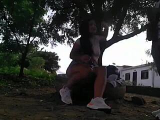 Public park encounter of lesbian couple's passionate kissing and more