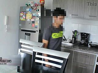 Stepfather Fills Latina Brunette with Cum Creampie Deepthroat