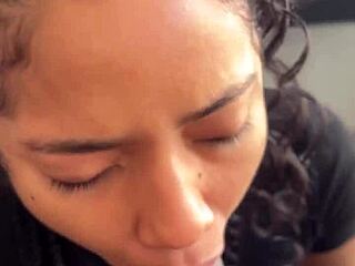 Amateur couple enjoys blowjob POV with huge BBC, ending in cum facial.