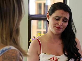 Milf and lesbian babe interact