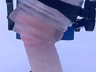 Rubjoy demonstrates fleshlights on a stunt cock with vibrating tongue