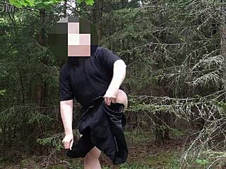 chubbykaot flashes and plays with herself in public forest adventure