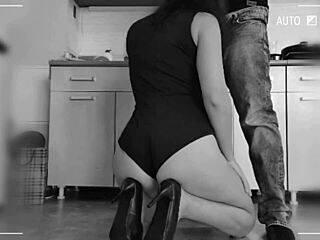 A hot housewife got fucked in the kitchen on a cam