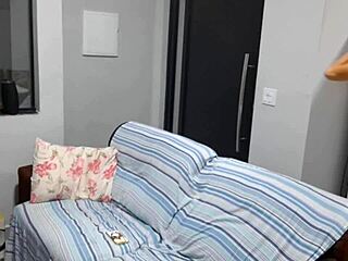 Housewife teases technician with her body at home