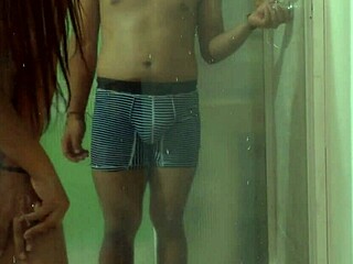 Latina wife cheats on cuckold with black boy in motel bathroom