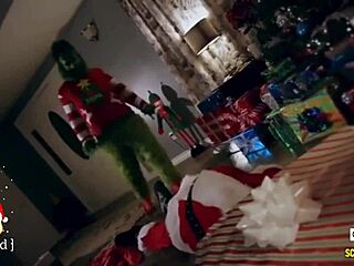 A hot milf gets bent over and fucked in a doggystyle screwbox scene in the grinch xxx parody