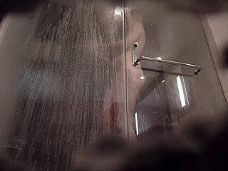 amateur couple enjoys shower handjob