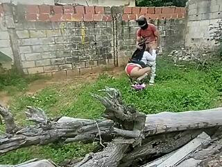 Curvy teen in lingerie rides hard after class in abandoned house