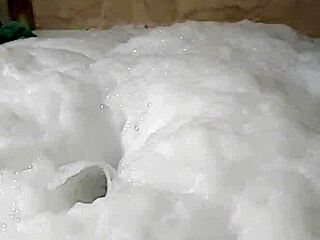 Cyno enjoys solo bubble bath fun in cosplay