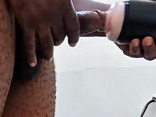 Girlfriend Away, So I Used Huge Toys in Bathroom