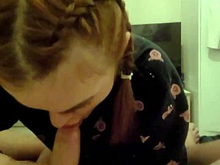 My redhead roommate deepthroated my dick and spat my cum back on it.