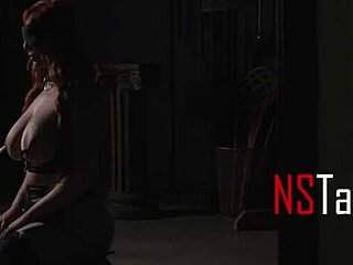 Bound redhead gets bred on the bed