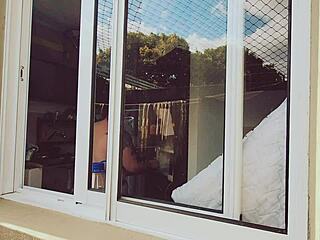 Caught My Busty Brunette Neighbor Naked at Last!