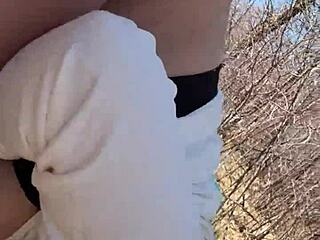 Milf Couple Caught Fucking in Forest with Big Tits and Monster Cock Doggystyle