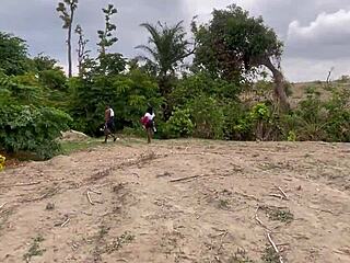 Chubby Friend's Big Tits Shine in Outdoor Forest Adventure