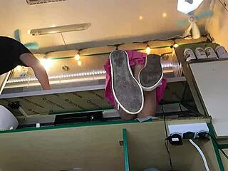 wow, this teen loves working without panties outdoors!