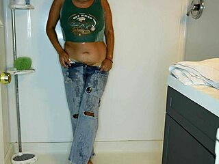 Latina wets her panties, strips, and showers for fun