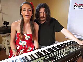 brunette coed cloe in casual scene