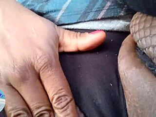 i play with my body in the car for a homemade experience with my ebony wife