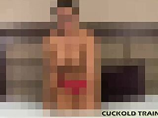 Latina Wife Humiliates Old Cuckold in Femdom Scene