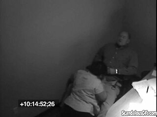 fat secretary with big boobs gives boss a sneaky blowjob on hidden cam