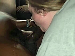 my stepsister slurps big black cock sloppily as milf bbw with cum in mouth