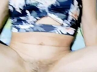 this young guy visits and bends over the latina milf for intense doggystyle action in the house