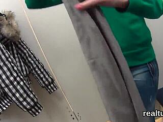 Czech teen strips in mall and gets pov assfucked! 😈