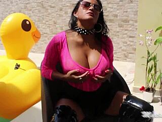 Maxine's Asian Pussy Stretched by Huge BBC Dildo on Beach Outdoor Scene