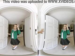 teen virgin from dormitory enjoys blowjob and doggystyle in vr