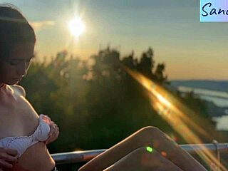 Hungarian Latina teases with nipple play in stunning paradise setting