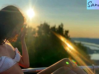 Hungarian Latina teases with nipple play in stunning paradise setting