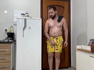 young guy convinces maid to give pussy deliciously. filling her with cum in doggystyle and anal action.