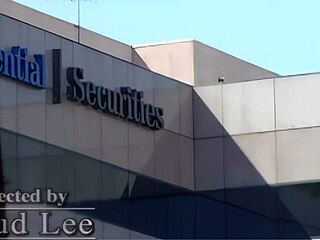 Brunette secretary takes big cock ride with tits bouncing in stockings on bed