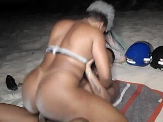 Skinny teen brunette enjoys sensual big cock doggystyle adventure on rio de janeiro beach at night with joao o safado