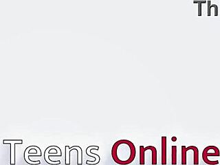 Blue haired student begs teacher to fuck her at party