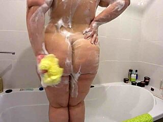 Big Ass Shakes as Chubby Lesbian Cums in Bathroom POV