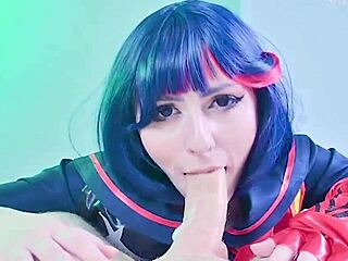 damn, this cosplayer craves big cock in her mouth for cum