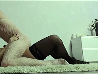 brunette beauty enjoys rough anal quickie ending in cum on tits