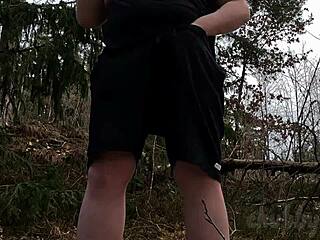 Chubbykaot Masturbates Her Curvy Belly And Cock In The Forest Outdoors