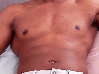 muscular bodybuilder shows off his big black monster cock