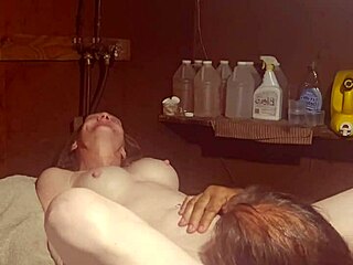 Licking pussy and fucking on washing machine