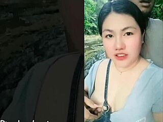 Curvy asian andrea in homemade outdoor adventure with fat belly