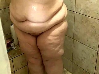 Curvy BBW wife bathing in shower part 2