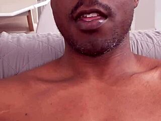 muscular bodybuilder shows off his big black monster cock